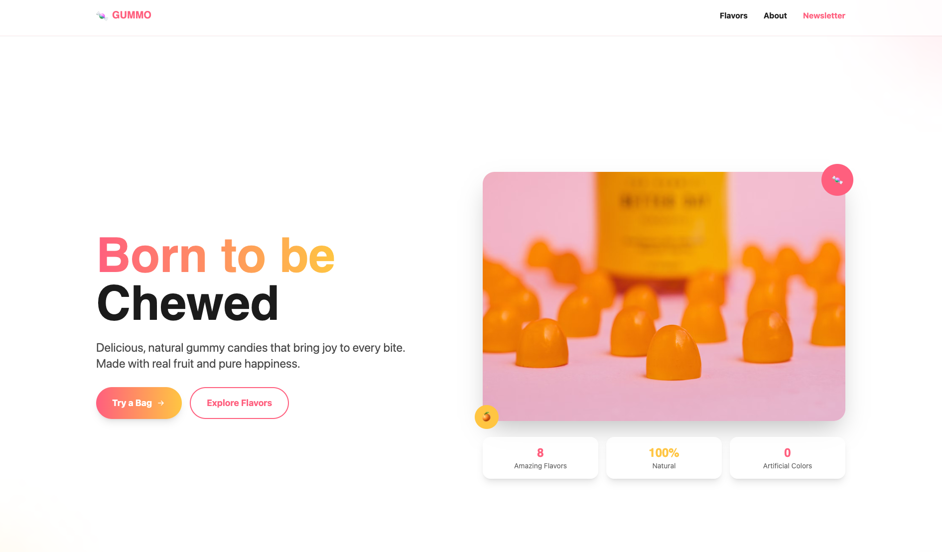Screenshot of Gummo - Demo site for a candy brand....